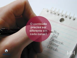 O conteúdo
precisa ser
diferente em
cada canal?
 