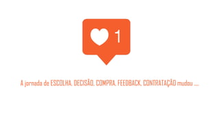 A jornada de ESCOLHA, DECISÃO, COMPRA, FEEDBACK, CONTRATAÇÃO mudou ....
 