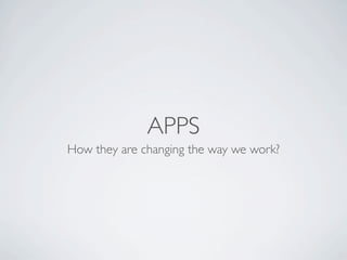 APPS
How they are changing the way we work?
 