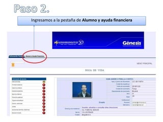 Ingresamos a la pestaña de Alumno y ayuda financiera
 