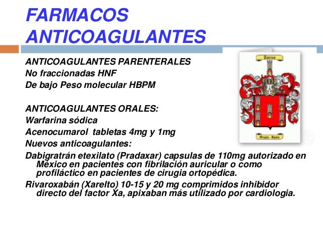 Conferencia Medicamentos Antiagregantes y Anticoagulantes. Conferencia Medicamentos Antiagregantes y Anticoagulantes.