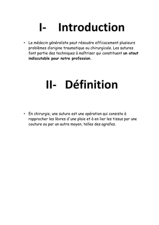 techniques de suture en chirurgie | DOCX