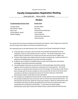 Faculty compensation negotiation meeting  6 24 11