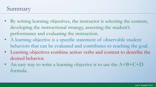 Writing Learning Objectives:Beginning With The End In Mind - Faculty ... image.
