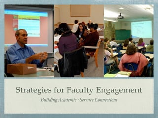 Strategies for Faculty Engagement
      Building Academic - Service Connections
 