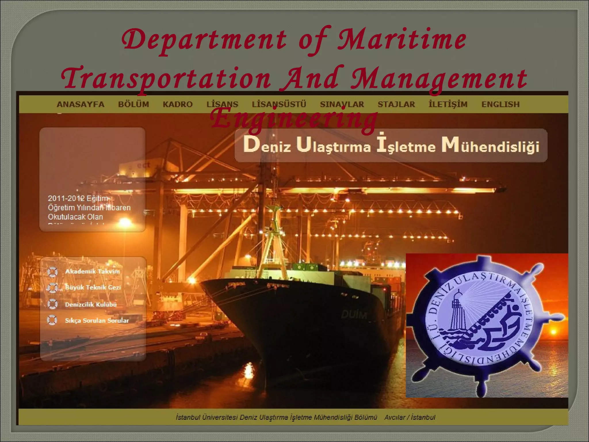 Department of Maritime Transportation And Management Engineering 