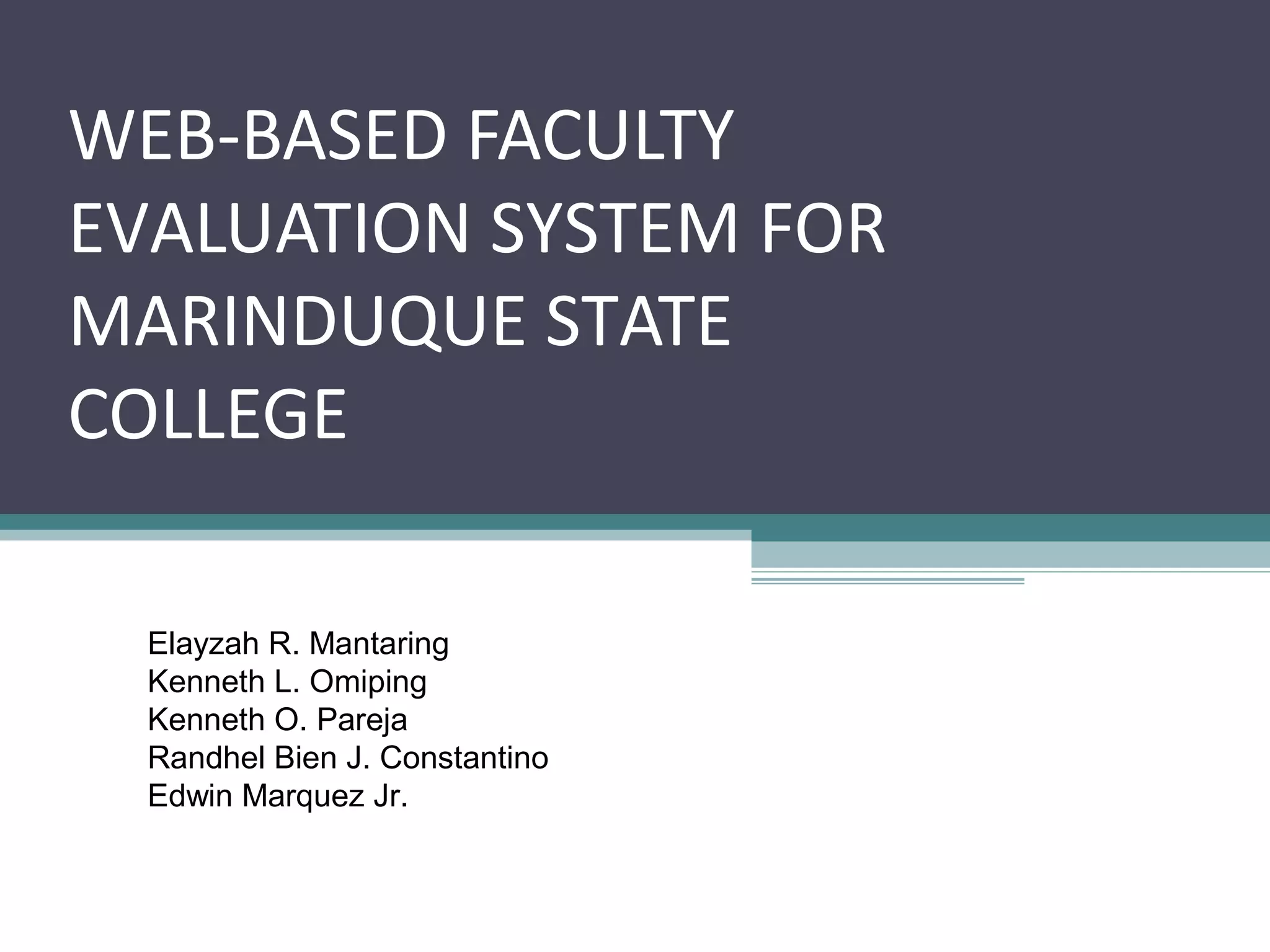 Faculty evaluation system | PPT
