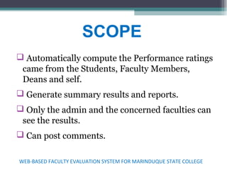 Web Based Faculty Evaluation System For Marinduque State College Ppt