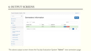 Online Faculty evaluation system project presentation | PDF