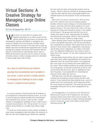Virtual Section Activity Faculty Focus Special Report: 11 Strategies for Managing Online | PDF