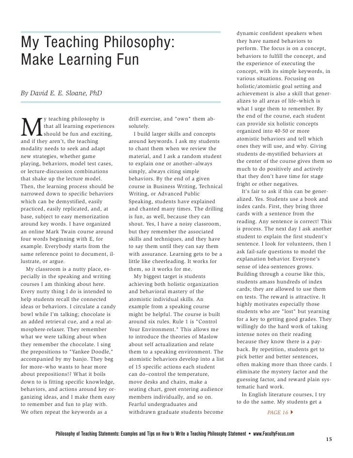 writing a teaching philosophy statement Philosophy of education have developed a personal teaching philosophy that will be implemented into my future classrooms i am continually being prepared for an. writing a teaching philosophy statement Philosophy of education have developed a personal teaching philosophy that will be implemented into my future classrooms i am continually being prepared for an.