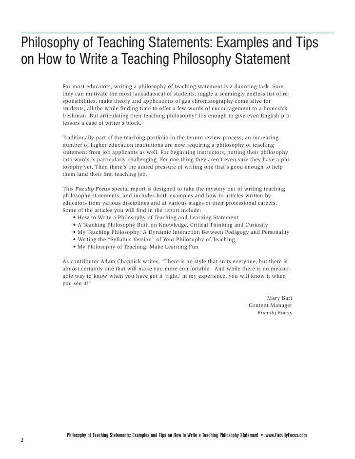 teaching philosophy statement for college professors