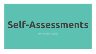 Self-Assessments
29
Offer time for reflection
 
