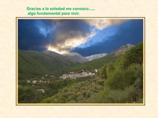 Gracias a la soledad me conozco......
algo fundamental para vivir.
 