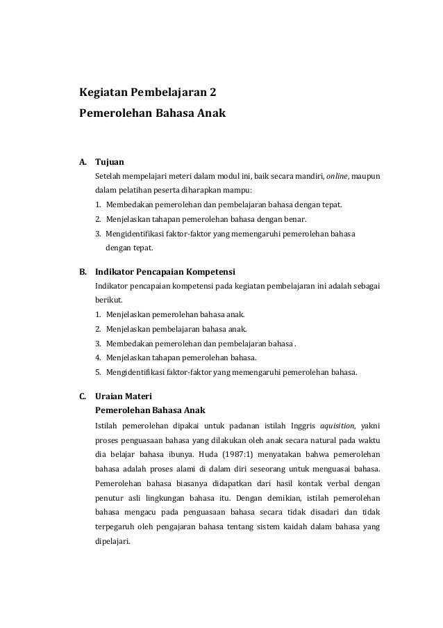 Kk A Sd Tinggi Kajian Materi Bahasa Dan Sastra Indonesia