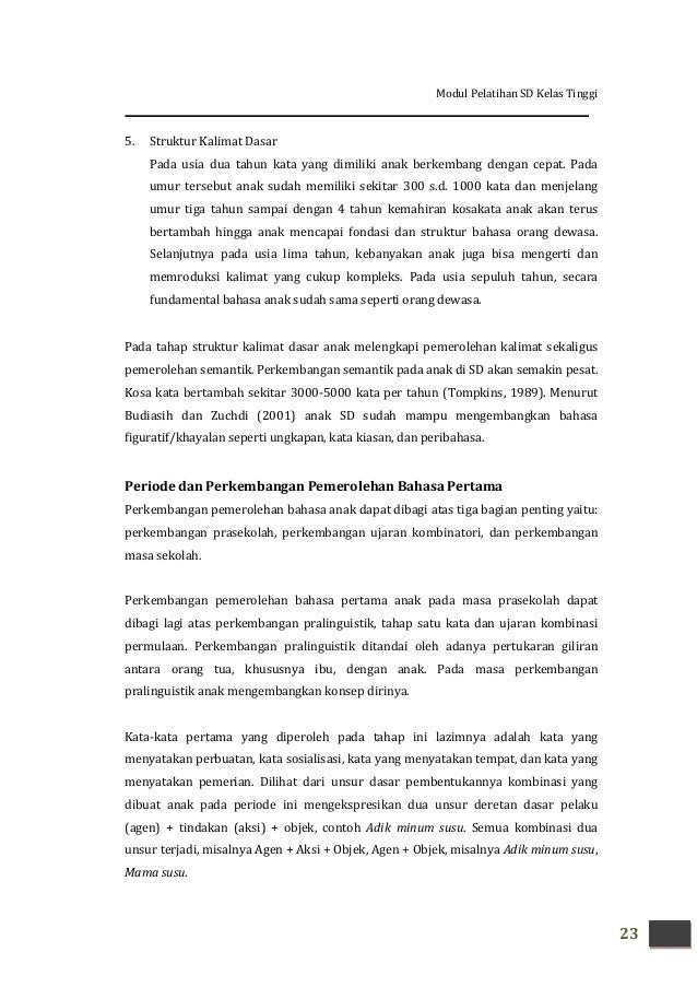 Kk A Sd Tinggi Kajian Materi Bahasa Dan Sastra Indonesia