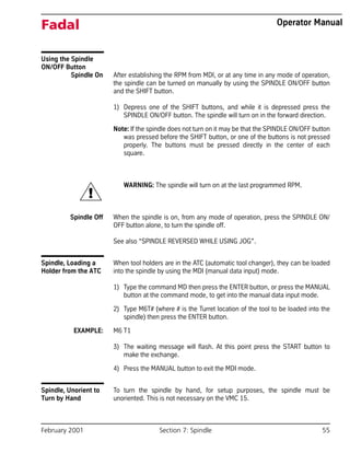 Fadal Spindle Operator Manual | PDF
