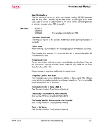 Fadal Troubleshooting Maintenance Manual | PDF