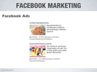 FACEBOOK MARKETING
 Facebook Ads




Fonte: facebook.com
 