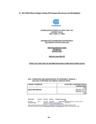 105
D: EO-10322 (Stray Voltage Testing Of Company Structures and Streetlights)
 