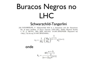 Buracos Negros no
LHC
Schwarzchild-Tangerlini
onde
 