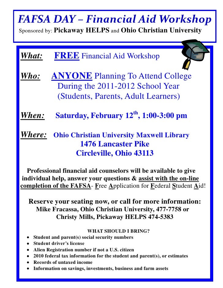 fafsa day flyer 2011 financial aid information flyers