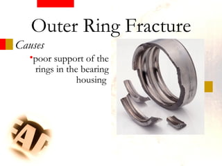 •poor support of the
rings in the bearing
housing
Causes
Outer Ring Fracture
 