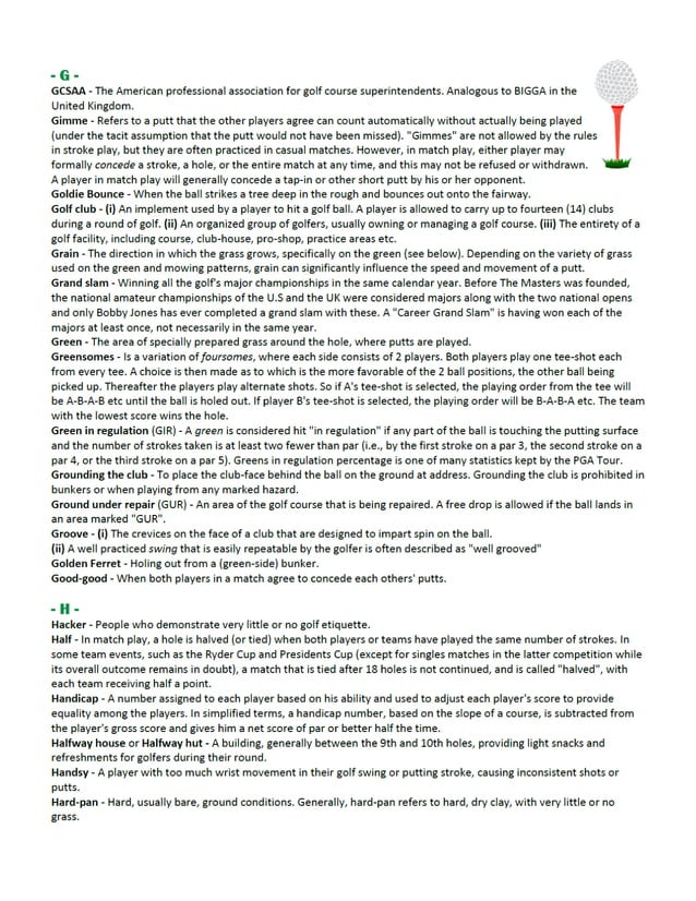 Fahad Al Rajaan - Golf Terminology | PDF