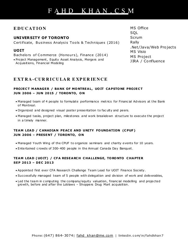 scrum master resume