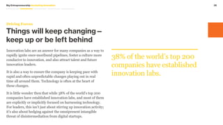 Things will keep changing—
keep up or be left behind
Driving Forces
36
Innovation labs are an answer for many companies as...