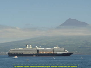 Um dos muitos paquetes que fazem escala nestas paragens, divulgando ao mundo estas ilhas magníficas. 