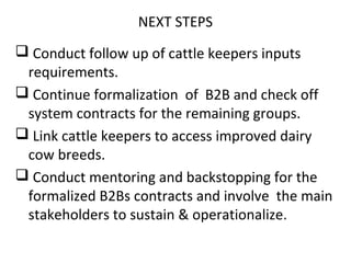 Faida mali MoreMilkiT progress report 