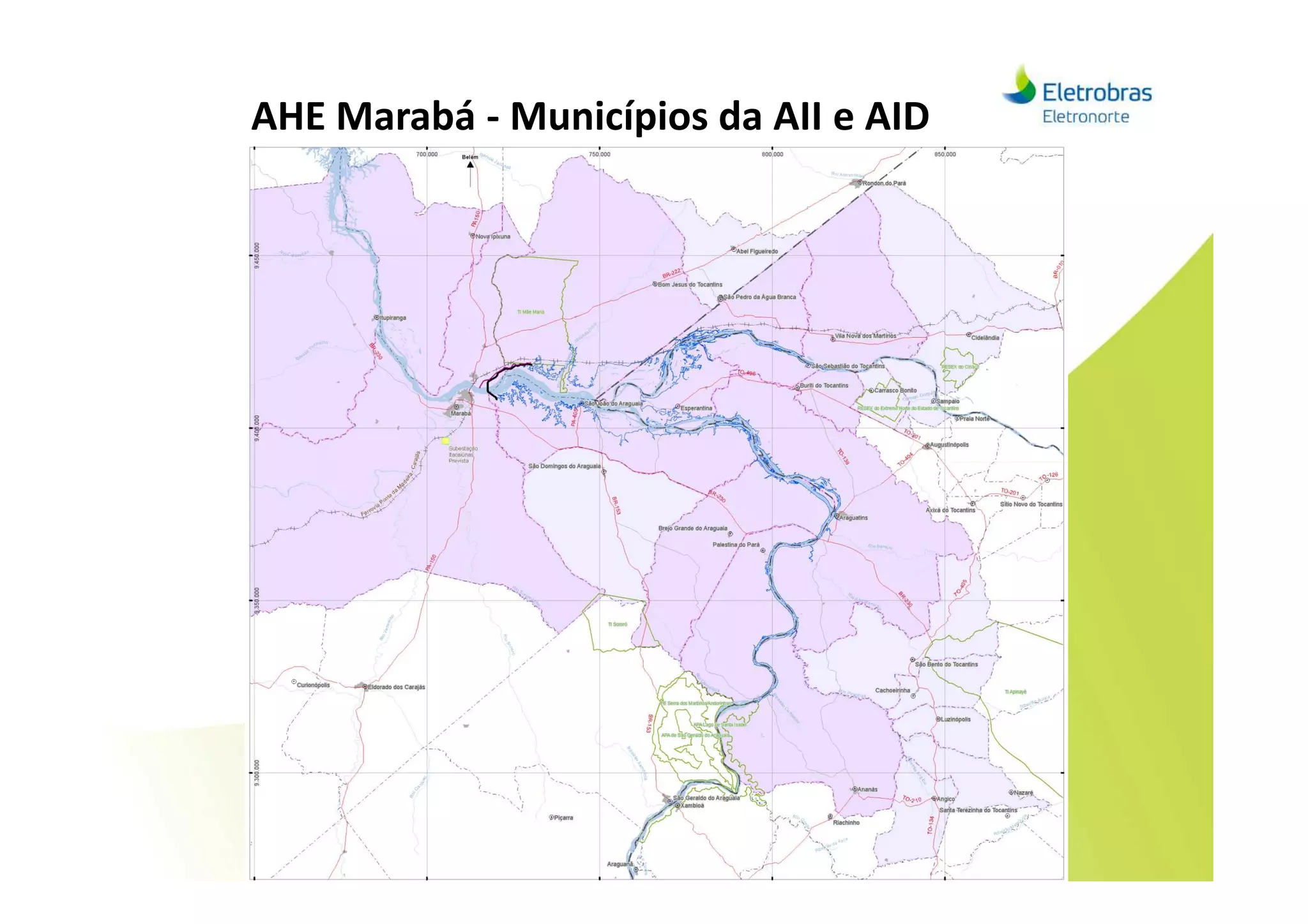 AHE Marabá - Municípios da AII e AID
 