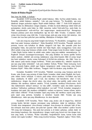Fadlilah Amalan di Bulan Rajab | DOCX