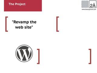 The Project
[
]
[
]
www.twoangstroms.com
"Revamp the
web site"
 