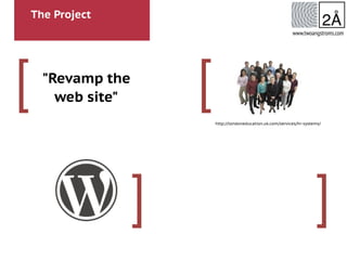 The Project
[
]
[
]
www.twoangstroms.com
"Revamp the
web site"
http://londoneducation.uk.com/services/hr-systems/
 
