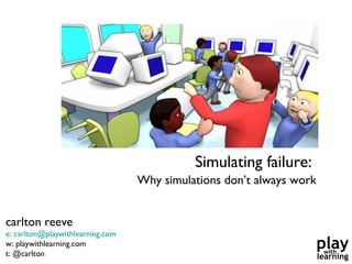 Simulating failure:  ,[object Object],carlton reeve e: carlton@playwithlearning.com w: playwithlearning.com t: @carlton 