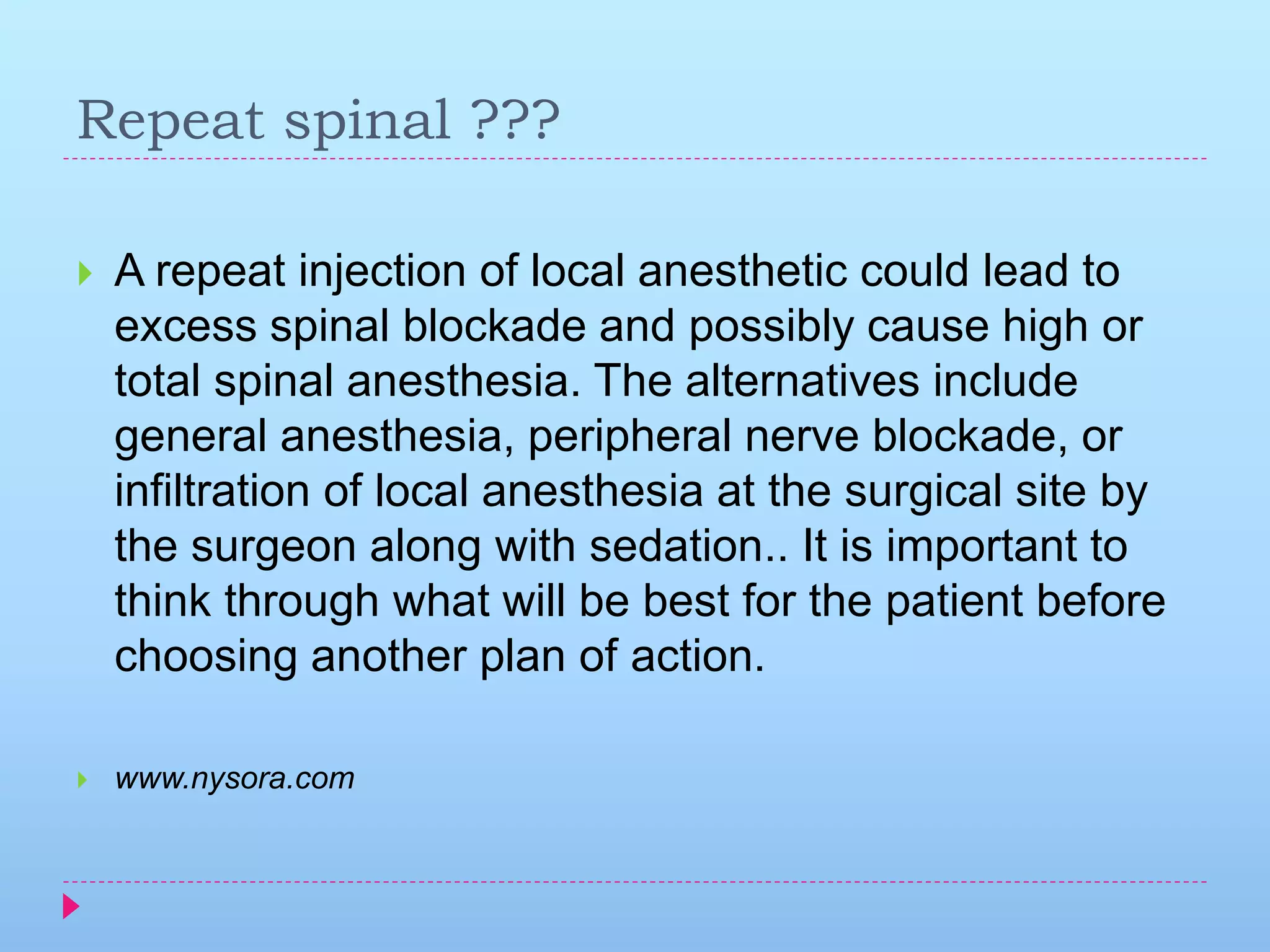 Repetal Injection Failed spinal anaesthesia | PPTX