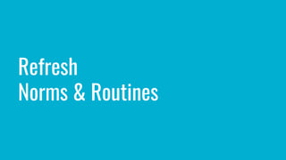Refresh
Norms & Routines
 