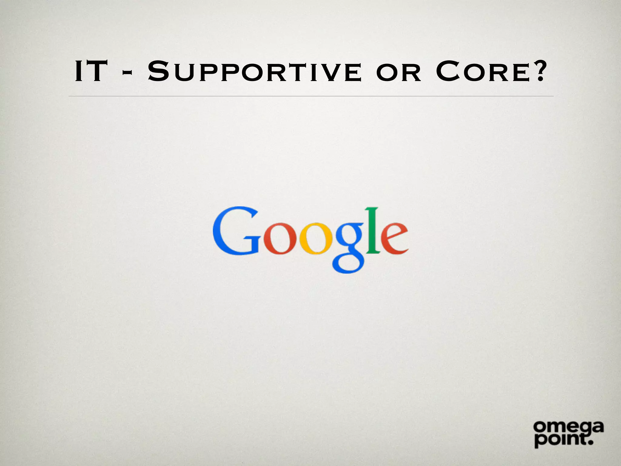 IT - Supportive or Core?
 