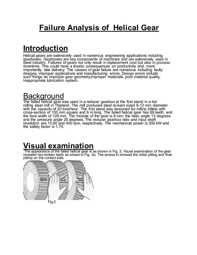 Failure analysis of helical gear