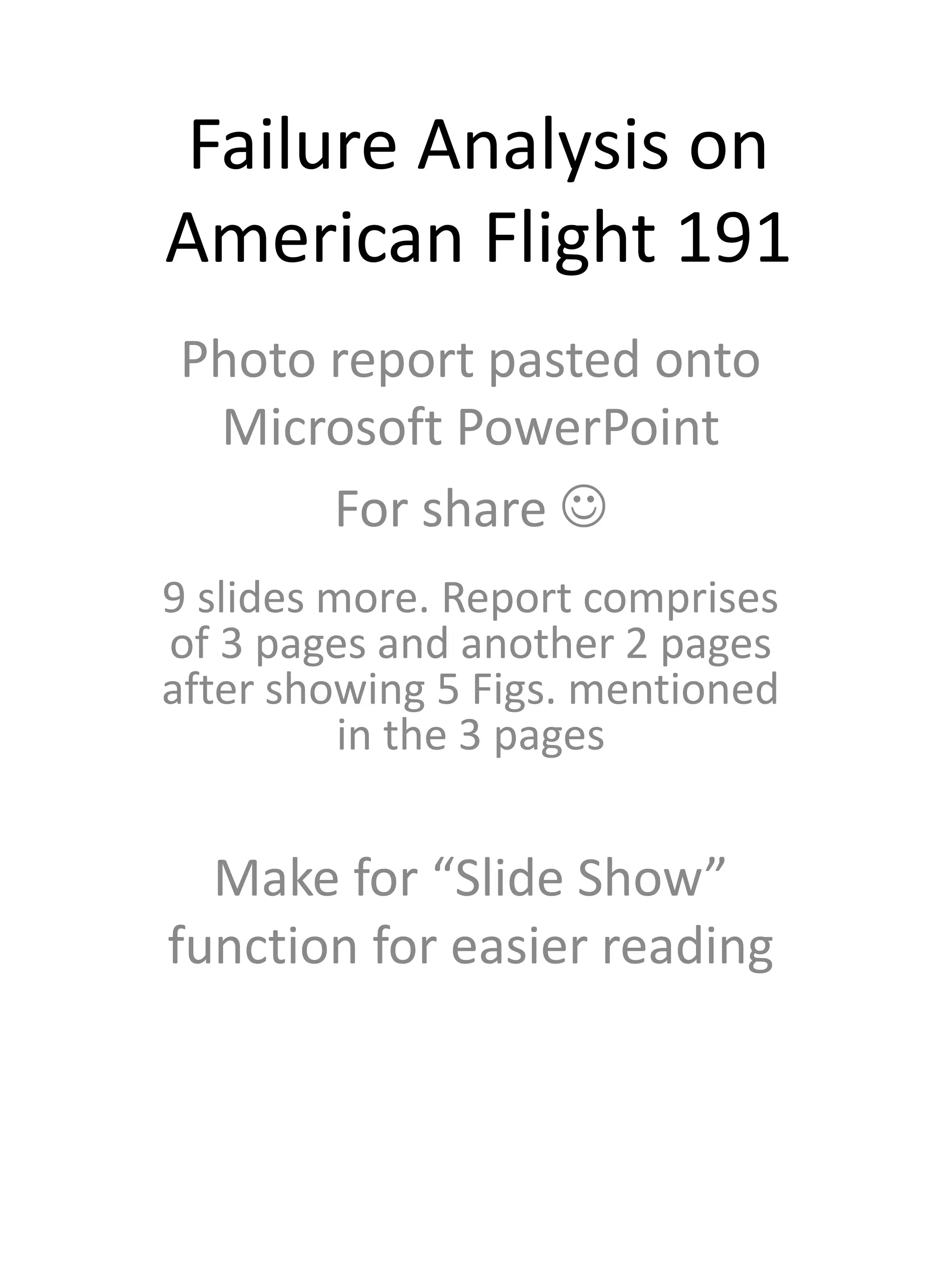 Failure analysis on american flight 191 | PPTX