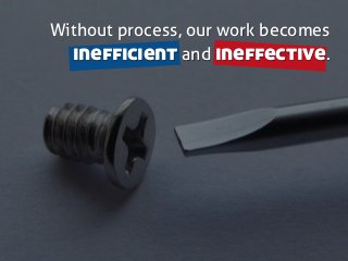 Without process, our work becomes
inefficient and ineffective.
 