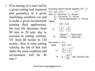 Failure of cutting tools and tool life | PPTX
