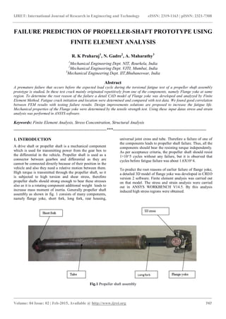Failure prediction of propeller shaft prototype using finite element ...