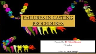 FAILURES IN CASTING
PROCEDURES
Presented By:- Dr Nishant Khurana
PG Student
Guided By:- Dr M.P. Singh
 