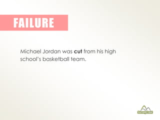 FAILURE 
Michael Jordan was cut from his high 
school’s basketball team. 
 