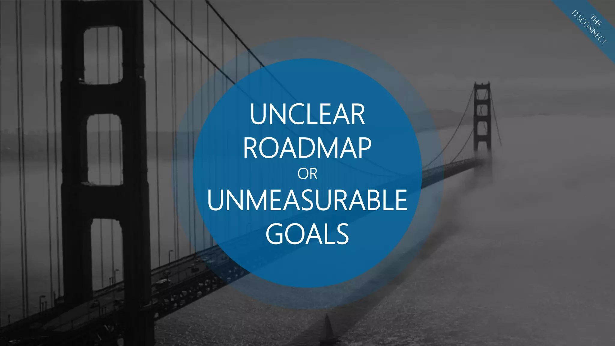 UNCLEAR
ROADMAP
OR
UNMEASURABLE
GOALS
 