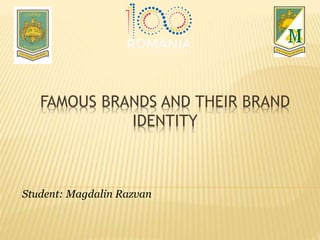 FAMOUS BRANDS AND THEIR BRAND
IDENTITY
Student: Magdalin Razvan
 