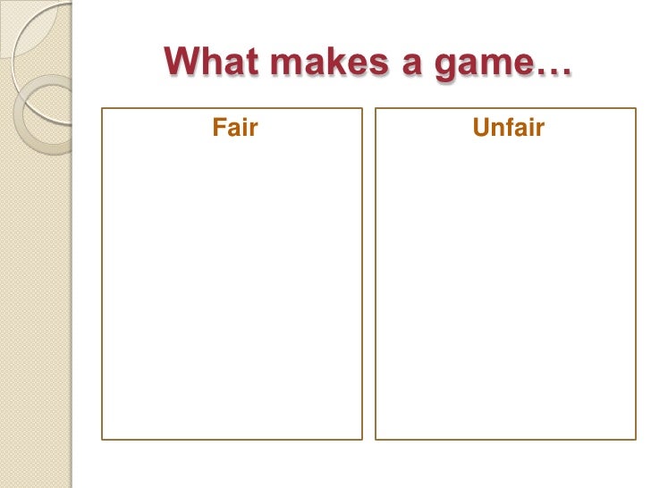 Fair And Unfair Games